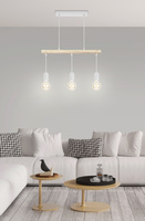 Lampe suspendue blanc + bois 3xE27 IZZY 33-78070
