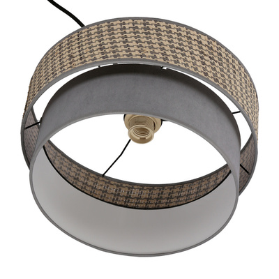 Karrara lampa wisząca czarny 1x60W E27 abażur szaro beżowy+szary