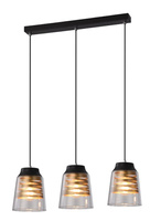 Lampe suspendue abat-jour en verre noir et or 3x60W E27 Fresno Candellux 33-78094