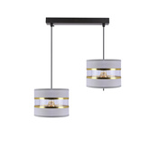 PANDY lampa wisząca czarny 2x40W E27 abażur szary+złoty