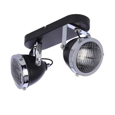 Crazy plafonnier bande noire 2x15w gu10 abat-jour incolore