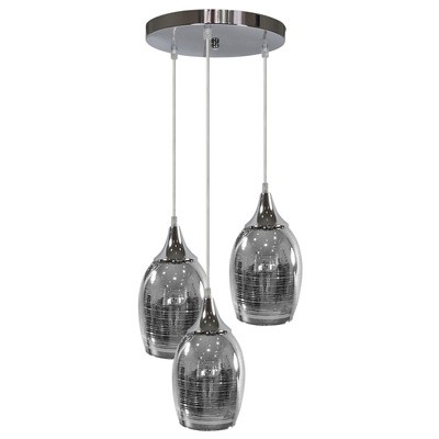 Lampe suspendue chrome miroir abat-jour 3x60W Marina Candellux 33-60181