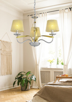 Hanging lamp chrome / gold thread lampshade 3x40W Diva Candellux 33-55057