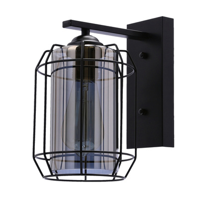 Jonera lampe applique noire p20 1x40w e27 abat-jour fumé 21-10186
