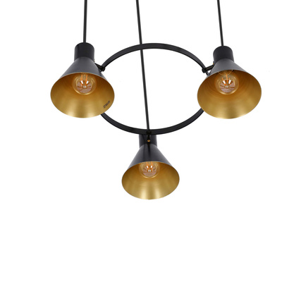 Lampe suspendue plafond noir et or mat 3x40W Plus Candellux 33-71156