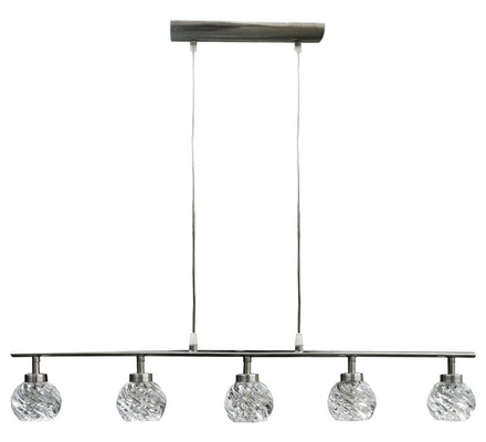 Lampa wisząca Gira metalowo-szklana 11-punktowa do salonu satyna nikiel