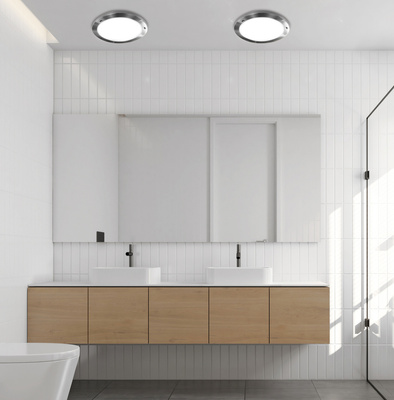 Runde Badezimmer-Deckenleuchte aus satiniertem Nickel IP44 Aquila 12-84180