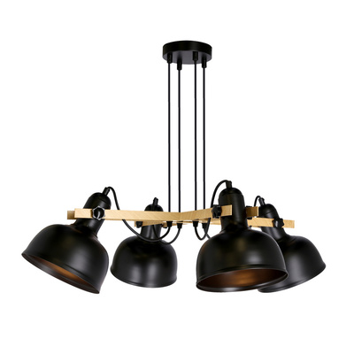 Suspension noire orientable 4x40W E27 abat-jour noir loft Reno 34-78155