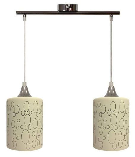 Hanging lamp chrome + glass cream shade 2x40W Sand Candellux 32-57761
