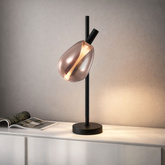 Lampa de noapte Denso 26 negru abajur de sticla cupru pentru citit