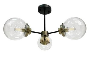 Ceiling lamp black/patina 3xE14 Lens 33-01290