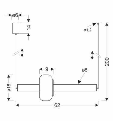 Lampa wisząca Puras ze szklaną ozdobą pozioma pojedyncza LED 15W 3000K do jadalni