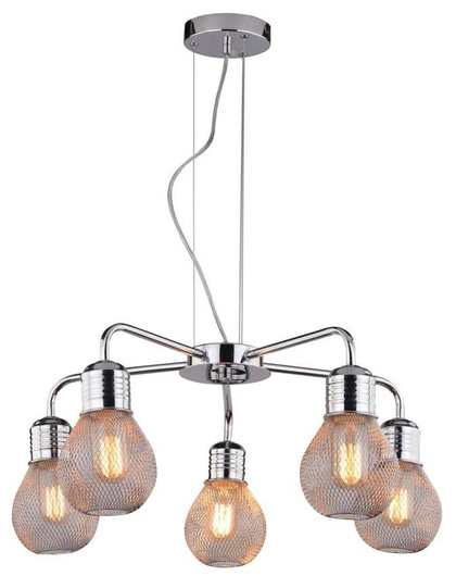 Hanging lamp chrome wire shade 5x60W adjustable 35-58669