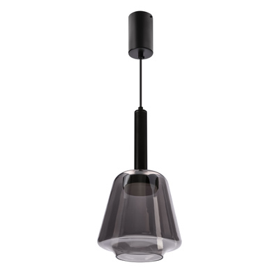 Suspension Bueno en verre noir avec abat jour fumé pour salon