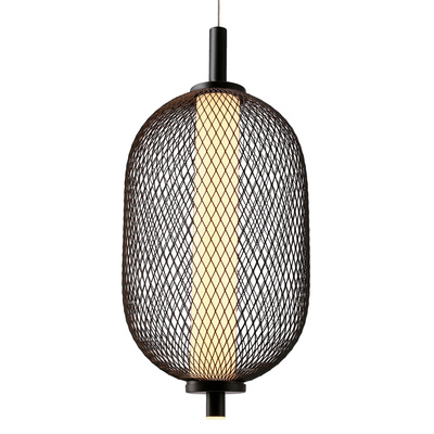 Hanging wire lamp PUMA with elongated shade 15 x 30 cm designer lamp over table LED 3000K