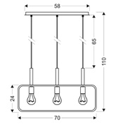 Hängelampe schwarz höhenverstellbar 3x60W E27 Rahmen 33-73525