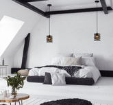Suspension Eluna noire E27 avec abat-jour ambre 31-09548