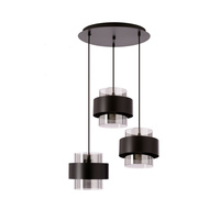 Spiega lampa wisząca talerz czarny 3x60W E27 klosz dymiony
