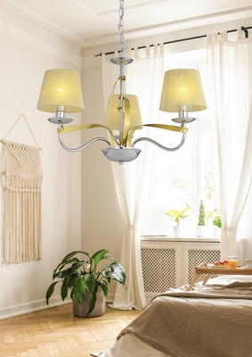Lampa suspendata crom / fir auriu abajur 3x40W Diva Candellux 33-55057