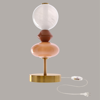 FLORES table lamp brass brown 10W LED 3000K white shade