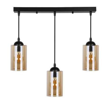Lampa suspendata neagra / banda maro 3xE27 Bistro 33-00545