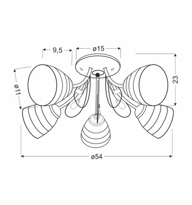 Chrom-Deckenleuchte mit Kristallen 5x40W Simpli Candellux 35-63854