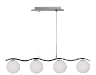Hängelampe Chrom / weiße Kugel 4 Ramon 34-01412