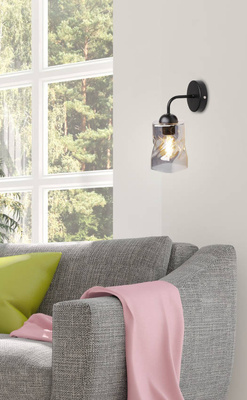 Lampa de perete abajur sticla fumata neagra Felis 21-00125