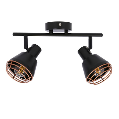 Applique/plafonnier abat-jour cuivre noir 2xE14 40W Neria 92-81780
