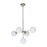 Hanging lamp brass opal ball shade 5x28W Mati Candellux 35-73778