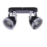 Crazy plafonnier bande noire 2x15w gu10 abat-jour incolore