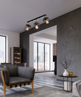 Plafonnier noir/bande dorée 3xE27 Glob 93-00385