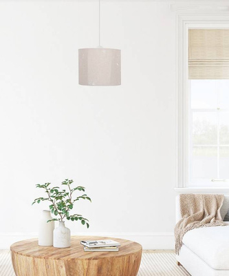 Lampa wisząca z abażurem Farm beżowa tkaninowa 1xE27 25 cm skandynawska