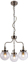 Klassischer Kronleuchter in der Farbe einer gediegenen und edlen Patina mit transparenten kugelförmigen Glasschirmen Candellux Ballet 33-70869