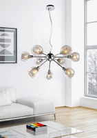 Lampa suspendata abajur sticla croma cu cos 9x40W Dixi Candellux 39-65018