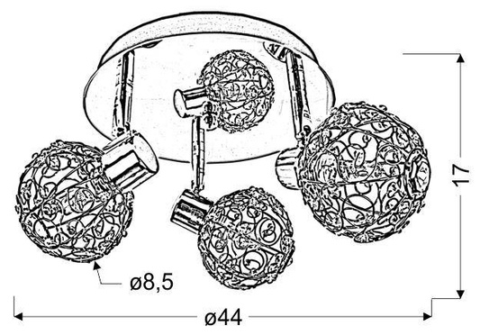 Ceiling lamp plafond 3X40W G9 chrome COLLAR 98-13750
