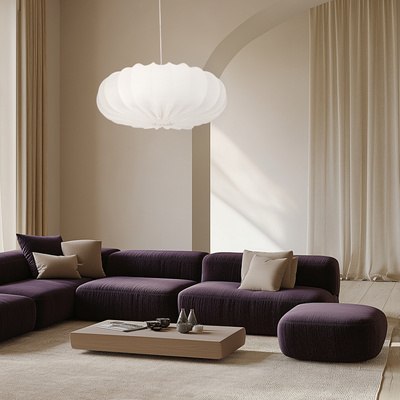CAFEE' pendant lamp 66cm white 1x40W E27 shade latte