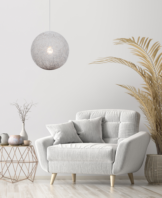 Lampă suspendată bilă albă din funie pe sfoară 60W Caruba Candellux 31-26913