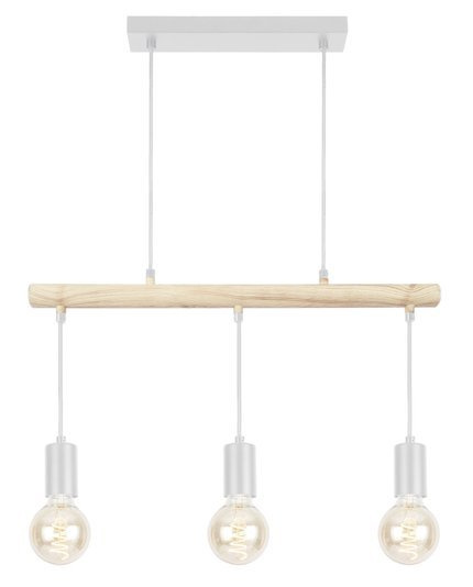 Hängelampe weiß + Holz 3xE27 IZZY 33-78070
