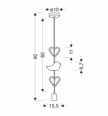 HEART BH HANGING LAMP 1X20W E27 IQ KIDS PINK