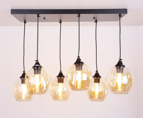 Lampa wisząca szklana czarno/brązowa 6xE27 Aspa 36-00620