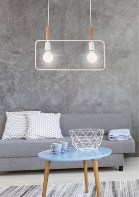 Hanging lamp white adjustable height 2x60W E27 Frame 32-73549