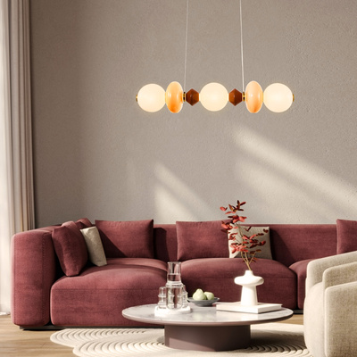 Lampa wisząca Flores ceramiczna z kolorowymi kloszami pozioma 20W LED 3000K nad stół do jadalni