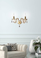 Classic gold crystal LED wall sconce