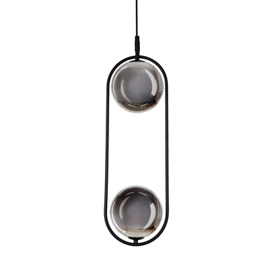 Hanging lamp CORDEL elegant black with graphite ball shades minimalist living room lighting 2x G9 LED