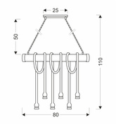 Lampa wisząca Vint drewniano-metalowa nad stół sześciopunktowa na przewodach