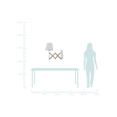 Wandleuchte Weiß Chrom / Holz verstellbar 40W E27 Mito Candellux 21-75437