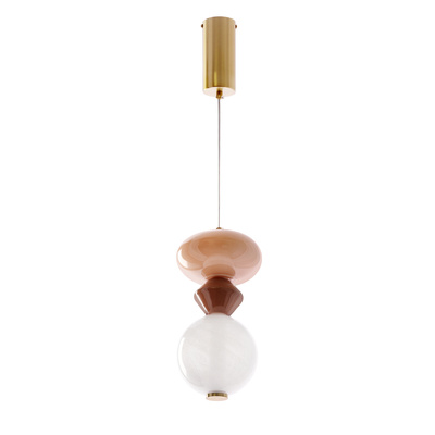 FLORES pendant lamp brass brown orange 10W LED 3000K white shade