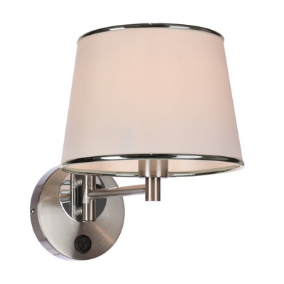 Silberne verstellbare Wandleuchte mit schalterweißem Lampenschirm Ibis Candellux 21-00883