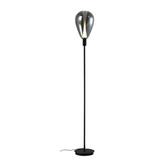 Lampă de podea Denso neagră cu abajur din sticlă fumurie modernă 1x5W G9